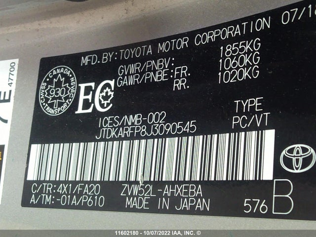 Toyota PRIUS PRIME 2018 JTDKARFP8J3090545 Image 10