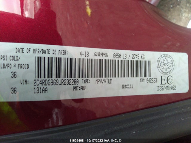 Dodge Grand Caravan Se 2018 2C4RDGBG9JR232280 Image 9