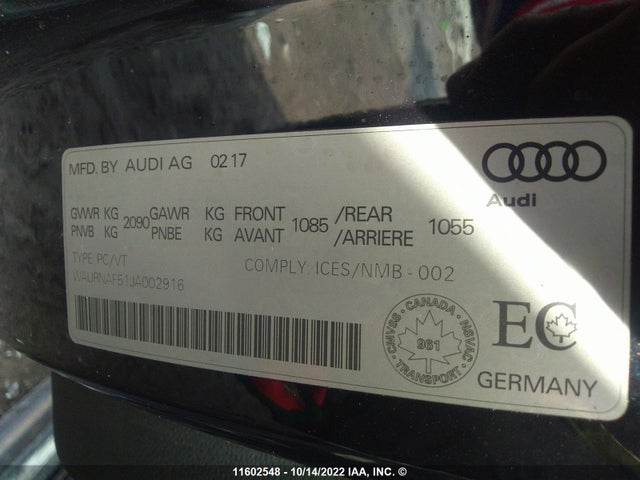 WAURNAF51JA002916 Audi A5 Prestige