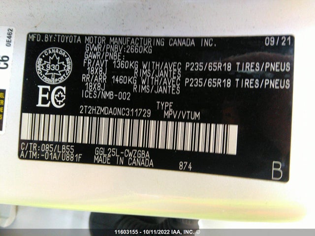 2T2HZMDA0NC311729 Lexus RX 350