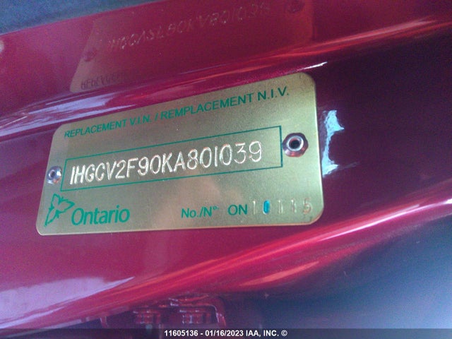 Honda Accord 2019 1HGCV2F90KA801039 Image 9