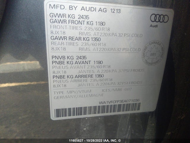WA1VFCFP3EA071036 Audi Q5 Prestige