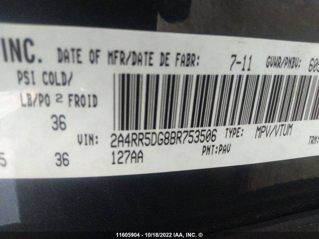 2A4RR5DG8BR753506 Chrysler Town & Country Touring