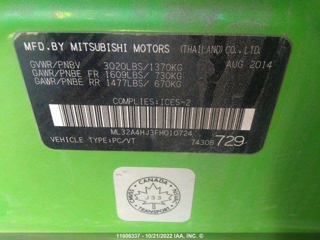 ML32A4HJ3FH010724 Mitsubishi MIRAGE ES