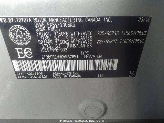 Toyota RAV4 LE 2016 2T3BFREV1GW467854 Image 10