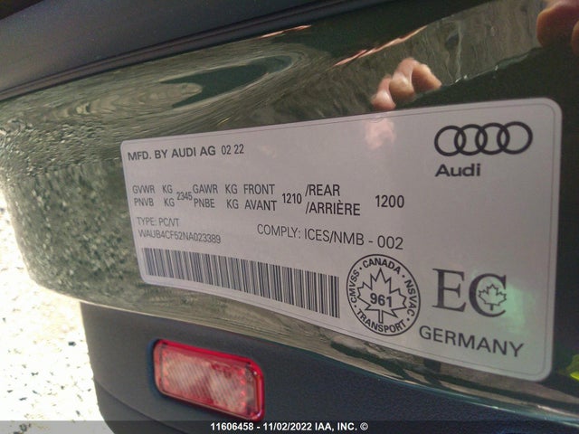 WAUB4CF52NA023389 Audi S5 Prestige