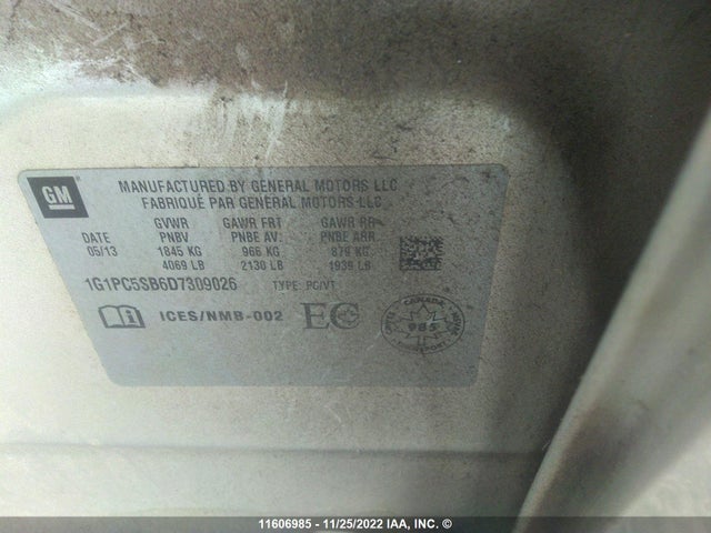 Chevrolet Cruze 2013 1G1PC5SB6D7309026 Image 10
