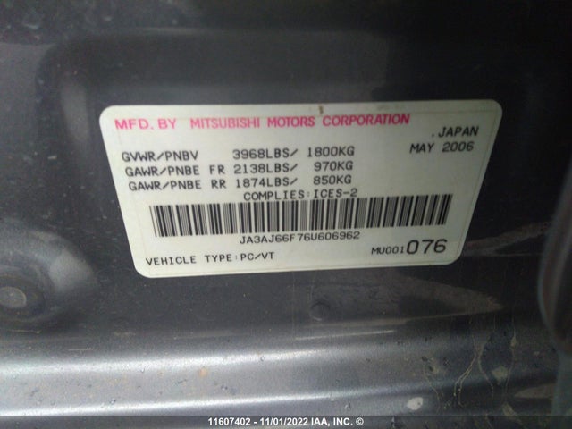 JA3AJ66F76U606962 Mitsubishi Lancer Ralliart