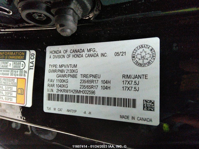 Honda CR-V 2021 2HKRW1H29MH002596 Image 9