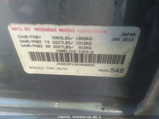JA32U2FU3CU606665 Mitsubishi Lancer Es/es Sport