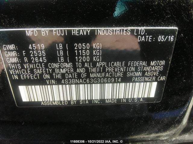 4S3BNAC63G3060914 Subaru Legacy 2.5i Premium
