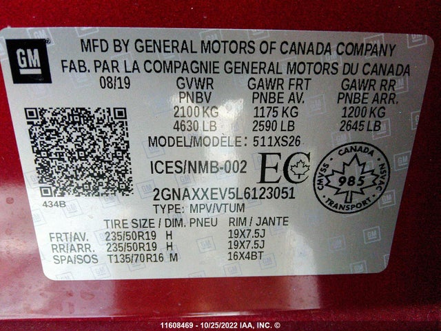 Chevrolet Equinox Premier 2020 2GNAXXEV5L6123051 Image 9
