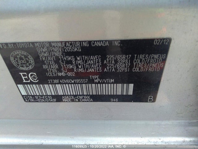 Toyota RAV4 2012 2T3BF4DV6CW195557 Image 10