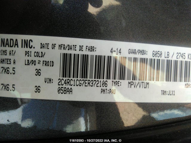 2C4RC1CG7ER372106 Chrysler Town & Country Touring L