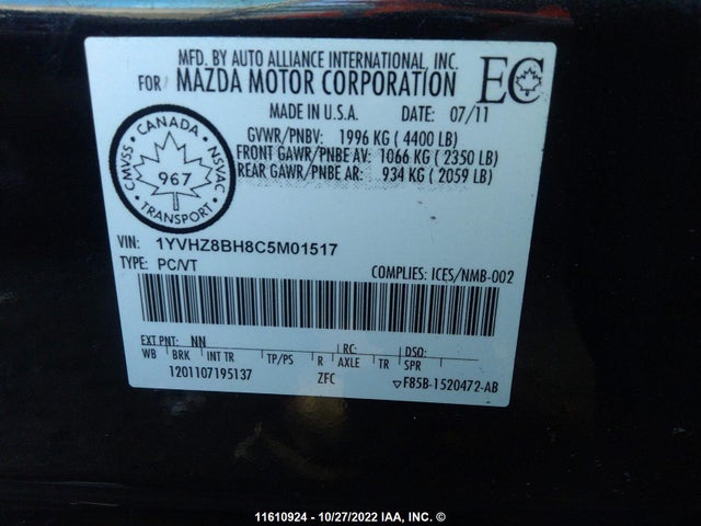 Mazda MAZDA6 2012 1YVHZ8BH8C5M01517 Image 10
