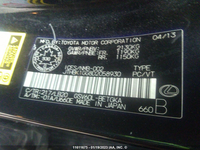 JTHBK1GG8D2058930 Lexus ES 350