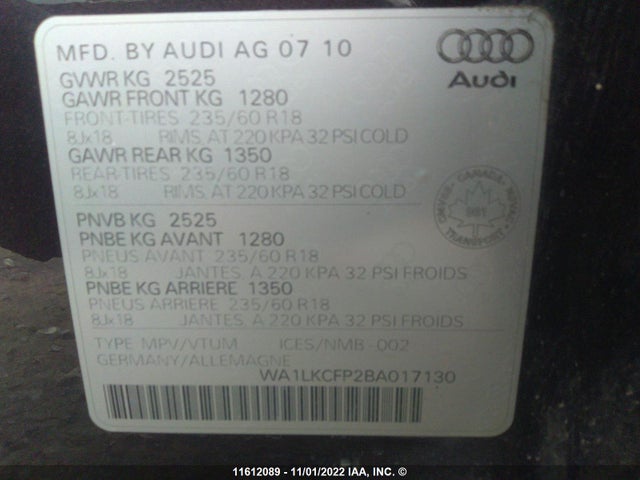 WA1LKCFP2BA017130 Audi Q5 Premium Plus