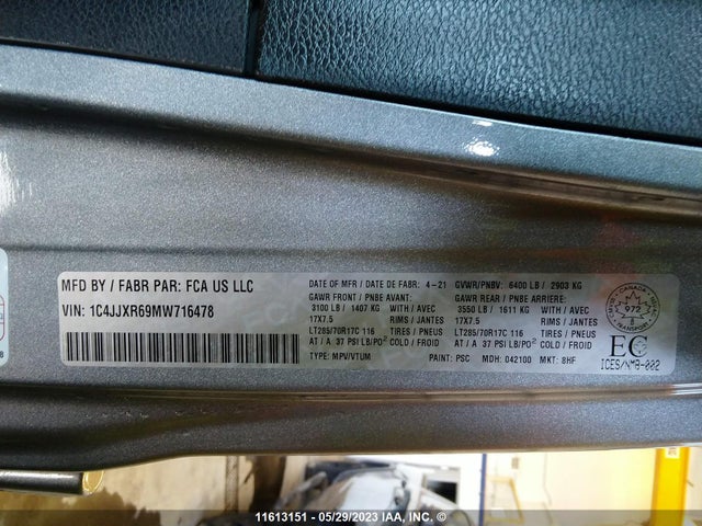 1C4JJXR69MW716478 Jeep Wrangler Unlimited Rubicon 4xe