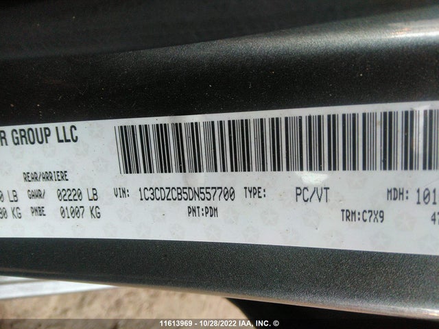Продаж на аукціоні авто 2013 Dodge Avenger, vin: 1C3CDZCB5DN557700, номер лоту: 11613969