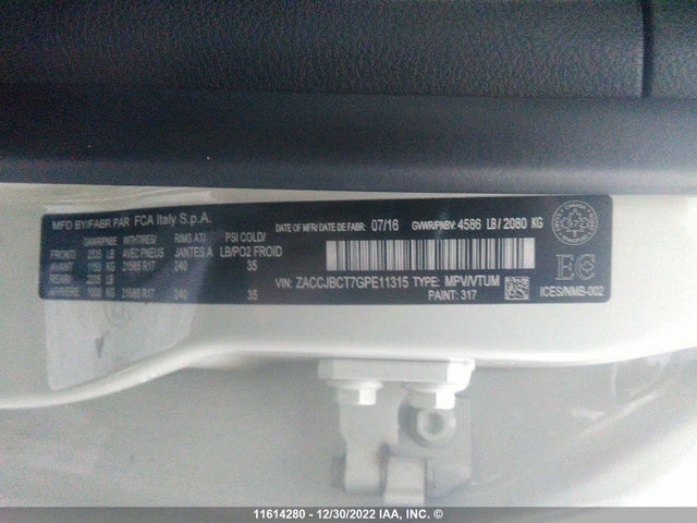 ZACCJBCT7GPE11315 Jeep Renegade Trailhawk