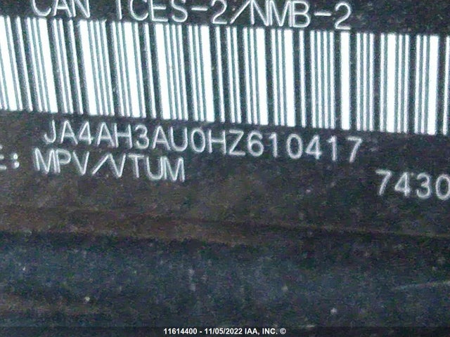 JA4AH3AU0HZ610417 Mitsubishi Rvr Se/es