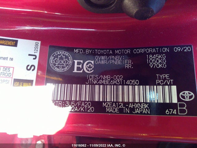 Toyota COROLLA SE 2021 JTNK4MBE6M3114050 Image 8