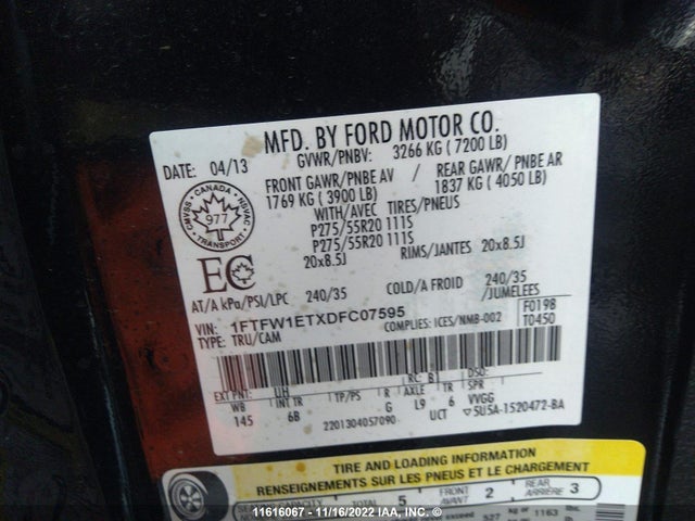 Ford F-150 2013 1FTFW1ETXDFC07595 Image 10