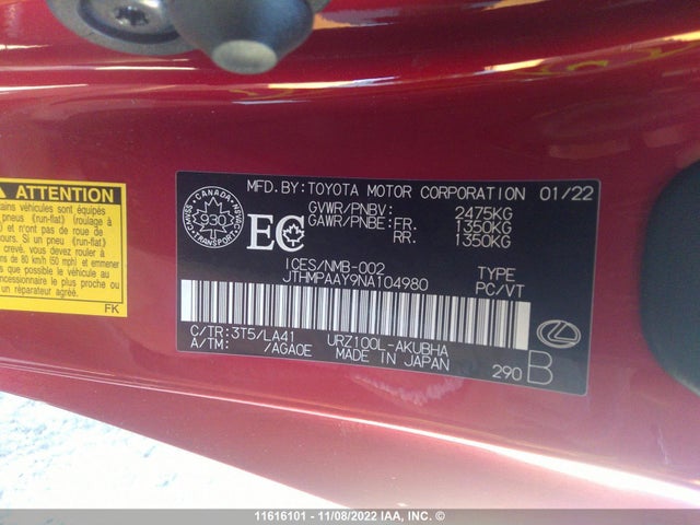 JTHMPAAY9NA104980 Lexus LC 500