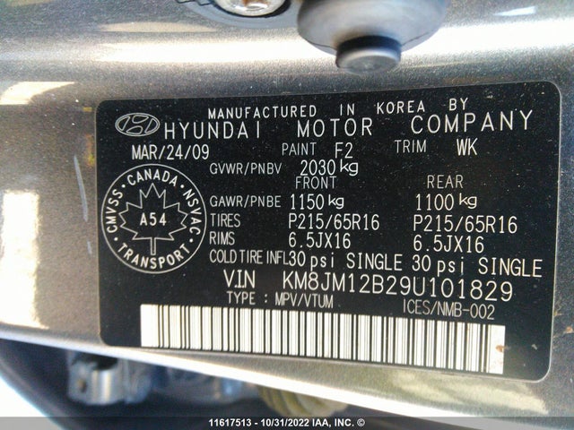 Hyundai TUCSON GLS 2009 KM8JM12B29U101829 Image 10