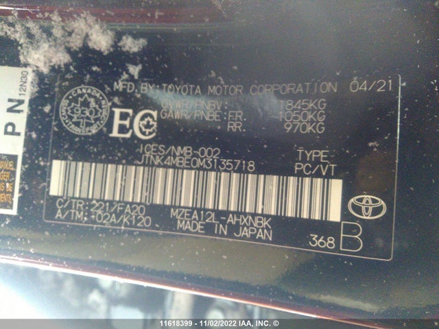 Toyota COROLLA SE 2021 JTNK4MBE0M3135718 Image 10