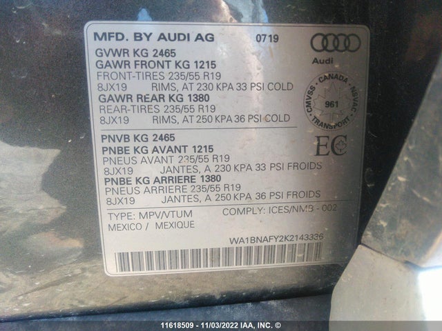 WA1BNAFY2K2143336 Audi Q5