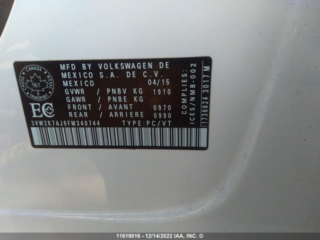 Volkswagen JETTA S 2015 3VW2K7AJ6FM340744 Image 10