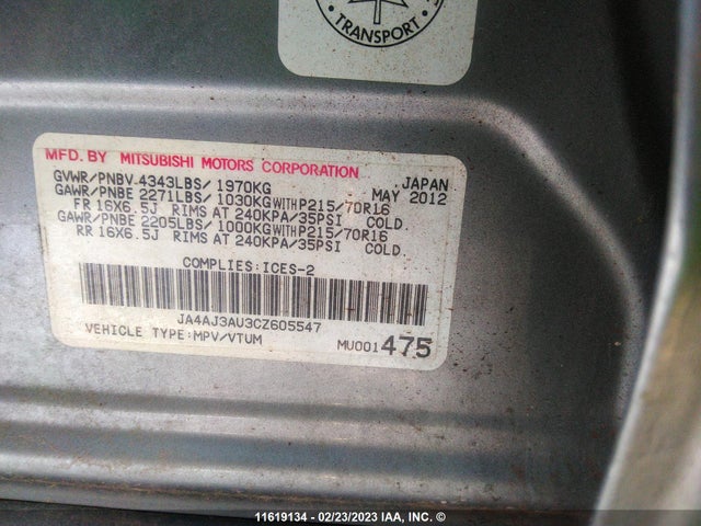 JA4AJ3AU3CZ605547 Mitsubishi RVR SE