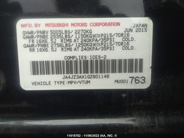 JA4JZ3AX1GZ601148 Mitsubishi Outlander