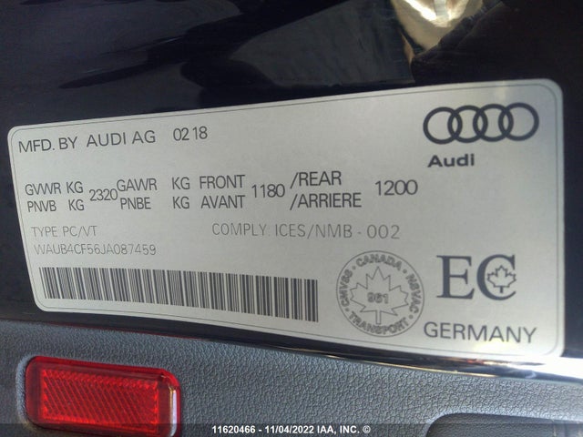 WAUB4CF56JA087459 Audi S5 Premium Plus