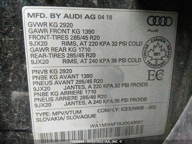 WA1MHAF70JD043097 Audi Q7 Progressiv S-line