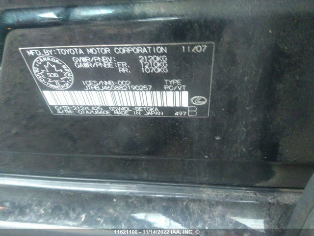 JTHBJ46G882190257 Lexus ES 350