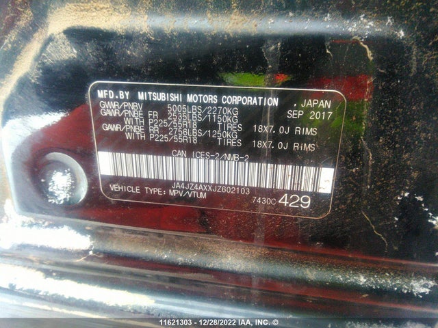 JA4JZ4AXXJZ602103 Mitsubishi OUTLANDER GT