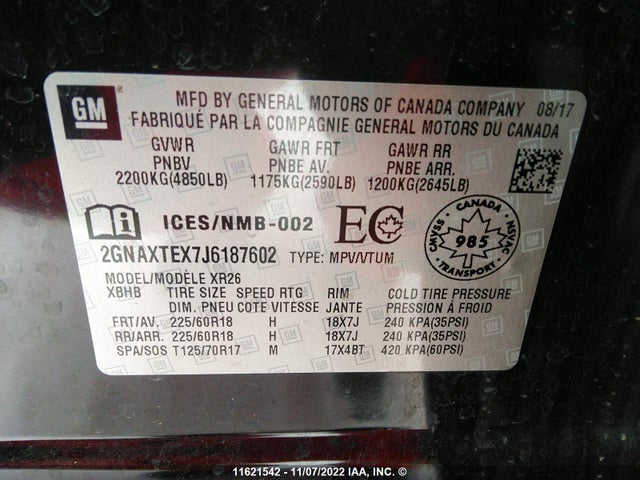 Chevrolet EQUINOX LT 2018 2GNAXTEX7J6187602 Image 9