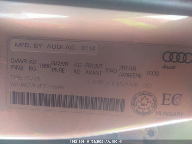 WAUACRFF3F1003566 Audi A3 PREMIUM