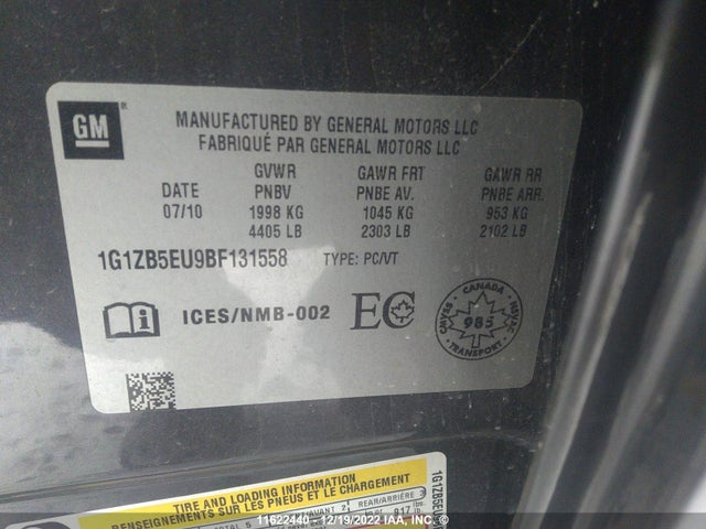 Chevrolet MALIBU LS 2011 1G1ZB5EU9BF131558 Image 9