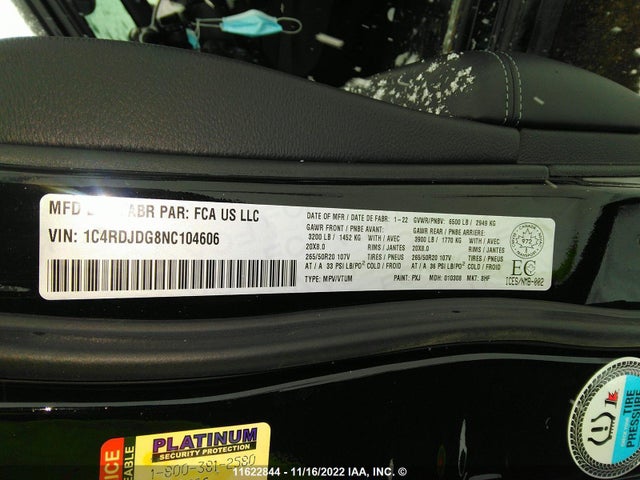 Dodge DURANGO GT 2022 1C4RDJDG8NC104606 Image 11