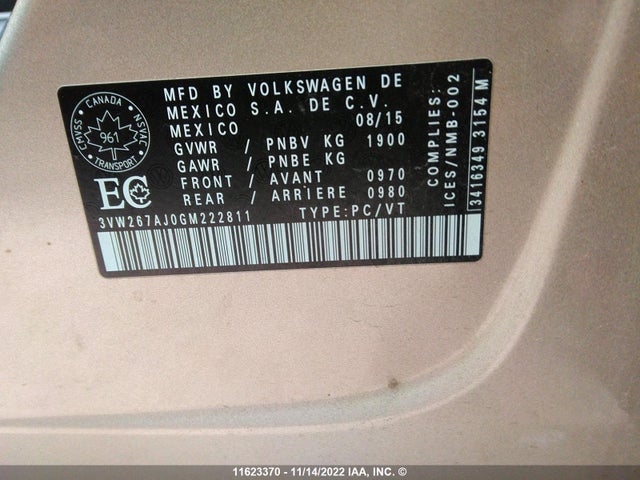 3VW267AJ0GM222811 Volkswagen JETTA S