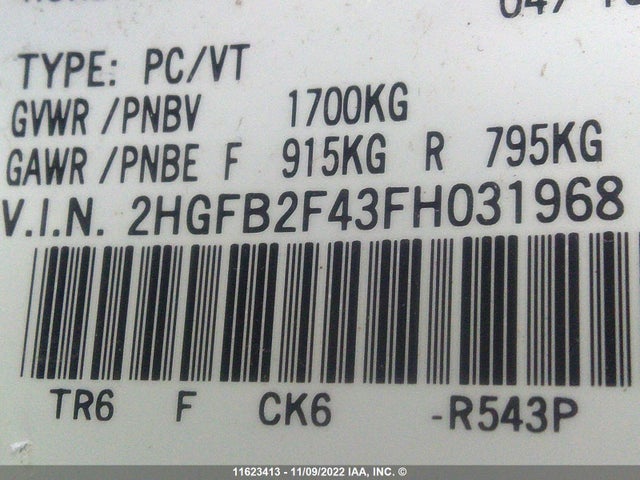 Honda Civic Lx 2015 2HGFB2F43FH031968 Image 27