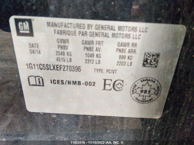 Chevrolet MALIBU 1LT 2014 1G11C5SLXEF270396 Image 9