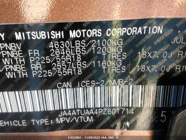 JA4ATUAA4PZ601714 Mitsubishi Eclipse Cross Es