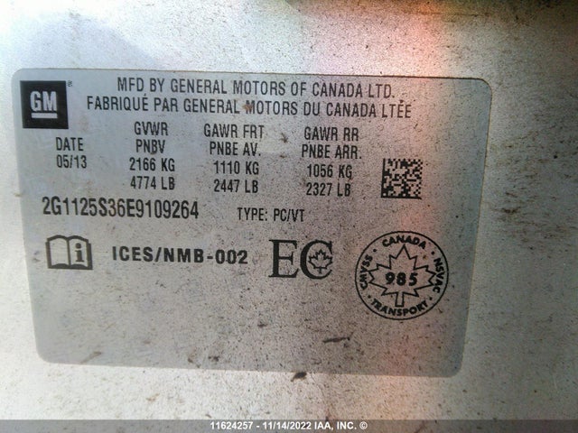 Chevrolet IMPALA LT 2014 2G1125S36E9109264 Image 10
