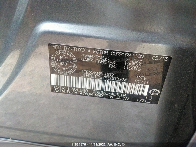 Lexus IS 350 2014 JTHCE1D27E5000294 Image 10