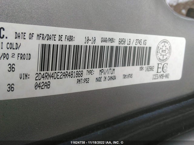 Dodge Grand Caravan Se 2010 2D4RN4DE2AR481868 Image 9