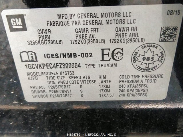 Chevrolet Silverado K1500 2015 1GCVKPEC4FZ399964 Image 9
